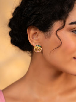 Shaya by CaratLane - Vastrakala Stud Earrings in Gold Plated 925 Silver