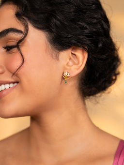 Shaya by CaratLane - Kamal Kriti Stud Earrings in Gold Plated 925 Silver
