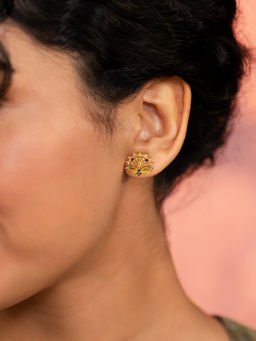 Shaya by CaratLane - Mayura Chhaya Stud Earrings in Gold Plated 925 Silver