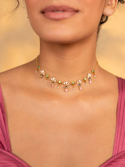 Shaya by CaratLane - Sanjhi Blossom Necklace In Gold Plated 925 Silver