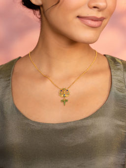 Shaya by CaratLane - Mayura Shikhar Necklace In Gold Plated 925 Silver