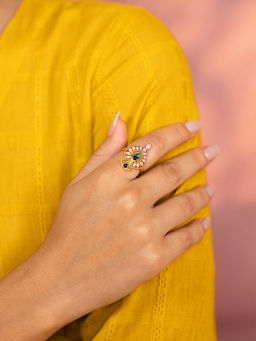 Shaya by CaratLane - Mukuta Dyuti Ring in Gold Plated 925 Silver