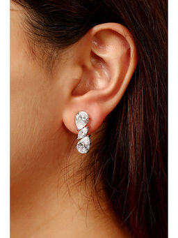 MINJI AND CO. - White Brass Silver Plated Pair of Earrings