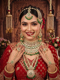 NUI - Green Alloy Gold Plated 2 Necklace, Jewellery Set