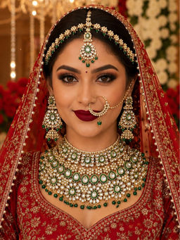 NUI - Green Alloy Gold Plated Jewellery Set