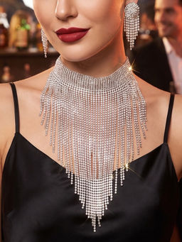NUI - White Alloy Silver Plated Jewellery Set