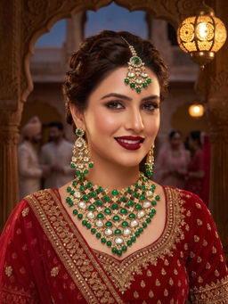 NUI - Green Alloy Gold Plated Jewellery Set
