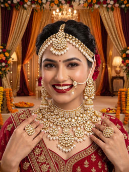 NUI - White Alloy Gold Plated Jewellery Set