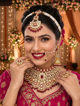 NUI - Red Alloy Gold Plated Jewellery Set
