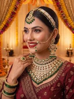 NUI - Green Alloy Gold Plated Jewellery Set