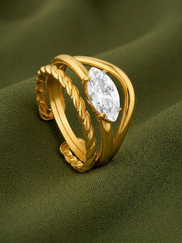 ELRA - White Stainless Steel 18K Gold Plated Ring (7)