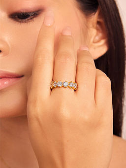 ELRA - White Stainless Steel 18K Gold Plated Ring