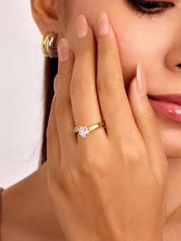 ELRA - White Stainless Steel 18K Gold Plated Ring
