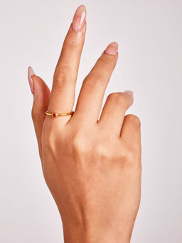 ELRA - Red Stainless Steel 18K Gold Plated Ring