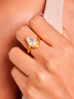 ELRA - White Stainless Steel 18K Gold Plated Ring