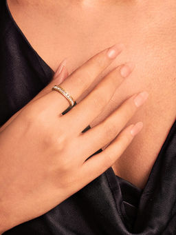 ELRA - White Stainless Steel 18K Gold Plated Ring