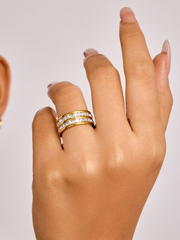 ELRA - White Stainless Steel 18K Gold Plated Ring