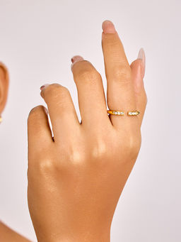 ELRA - White Stainless Steel 18K Gold Plated Ring