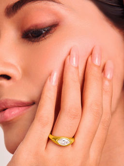 ELRA - White Stainless Steel 18K Gold Plated Ring
