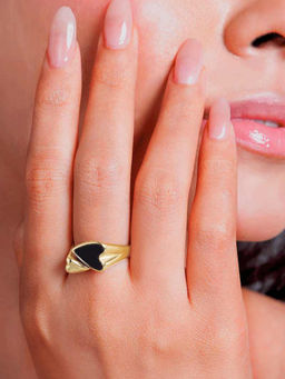 ELRA - Black Stainless Steel 18K Gold Plated Ring