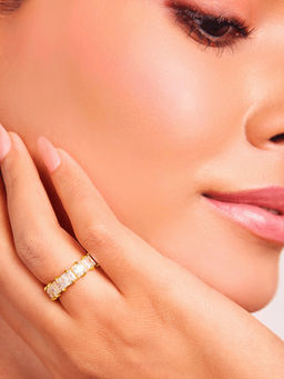 ELRA - White Stainless Steel 18K Gold Plated Ring