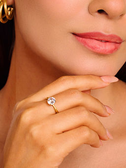 ELRA - White Stainless Steel 18K Gold Plated Ring