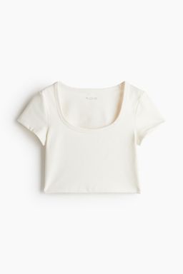 H&M - Women White Cropped Sports Top With Drymove