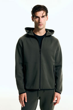 H&M - Men Green Sports Zip-Through Hoodie With Drymove