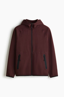 H&M - Men Brown Sports Zip-Through Hoodie With Drymove