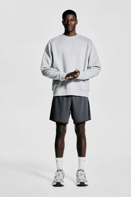 H&M - Men Grey Mid-Length 2-In-1 Sports Shorts With Drymove