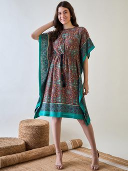 The Kaftan Company - Maroon Kaleidoscopic Kaftan Dress