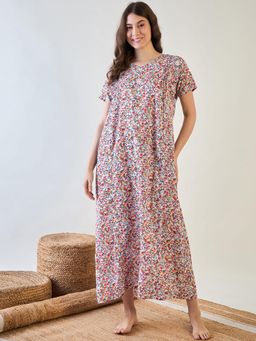 The Kaftan Company - Red Floral Comfy Night Dress