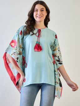 The Kaftan Company - Sky Blue Floral Kaftan Top