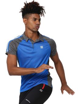 Rock.it - Men Blue Collar Regular Fit T-Shirt