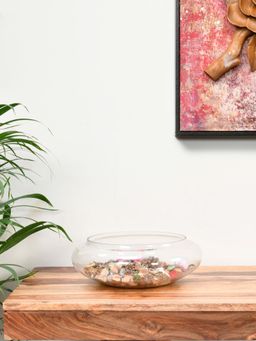 At Home by Nilkamal - Stout Matki Urli Decorative Bowl -Transparent