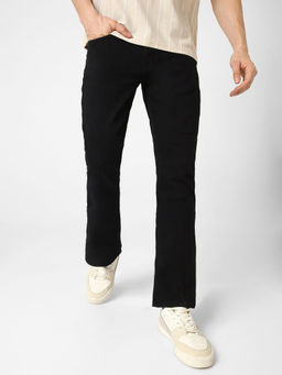 Urbano Fashion - Men Black Washed Bootcut Jeans Stretchable