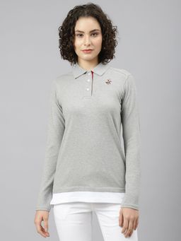 Beverly Hills Polo Club - Grey Double Back Long Sleeve Polo