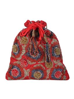 5 Elements by Radhika Gupta - Red Handcrafted Satin Potli