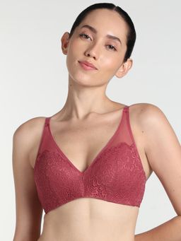 Wacoal - Maroon Emma Lace Padded Non-Wired 3-4Th Cup Bridal Wear Lace Bra