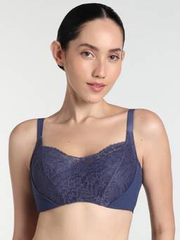 Wacoal - Navy Blue Moselle Padded Wired Bridal Wear Full Coverage Lace Bra