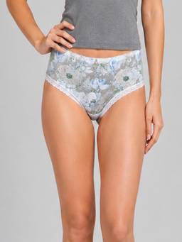 Mod & Shy - Womens Blue Flower Printed Microfiber Brief