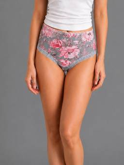 Mod & Shy - Womens Pink Flower Printed Microfiber Brief
