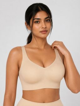 Shop The Edit - Womens Beige Seamless Daily Comfort Wireless Bra