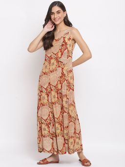 Fabindia - Beige Viscose Printed Kalamkari Maxi