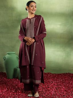 Libas - Red Wool Blend Embroidered Kurta Sets for Women