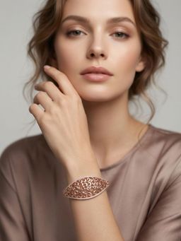 Adwitiya - Rose Gold-Plated Cz Studded Filigree Bracelet