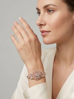 Adwitiya - Rose Gold-Plated Cz Studded Mandala Motif Bracelet