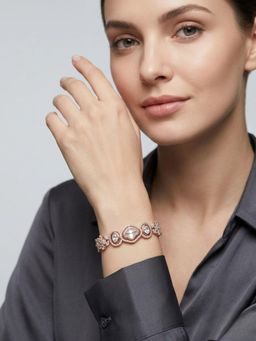 Adwitiya - Rose Gold-Plated Cz Heart Motif Bracelet
