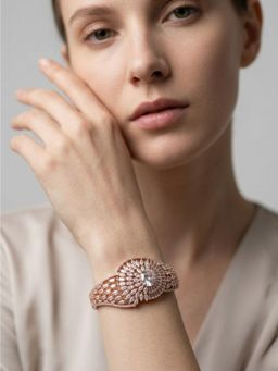 Adwitiya - Rose Gold-Plated Cz Sunburst Statement Bracelet