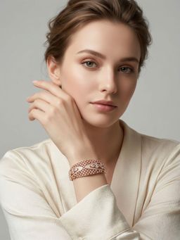 Adwitiya - Rose Gold-Plated Cz Lattice-Work Bracelet
